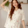 Pijama ngắn Lụa gấm Sweet Py Set in White